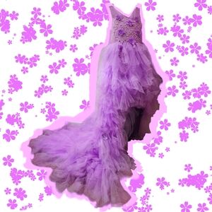 High Low Lilac Purple Kids Pageant/Flowergirl Dress